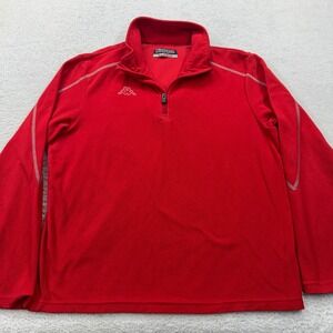 Kappa Mens XL Red Quarter Zip Fleece Pullover Embroidered Logo Sweatshirt